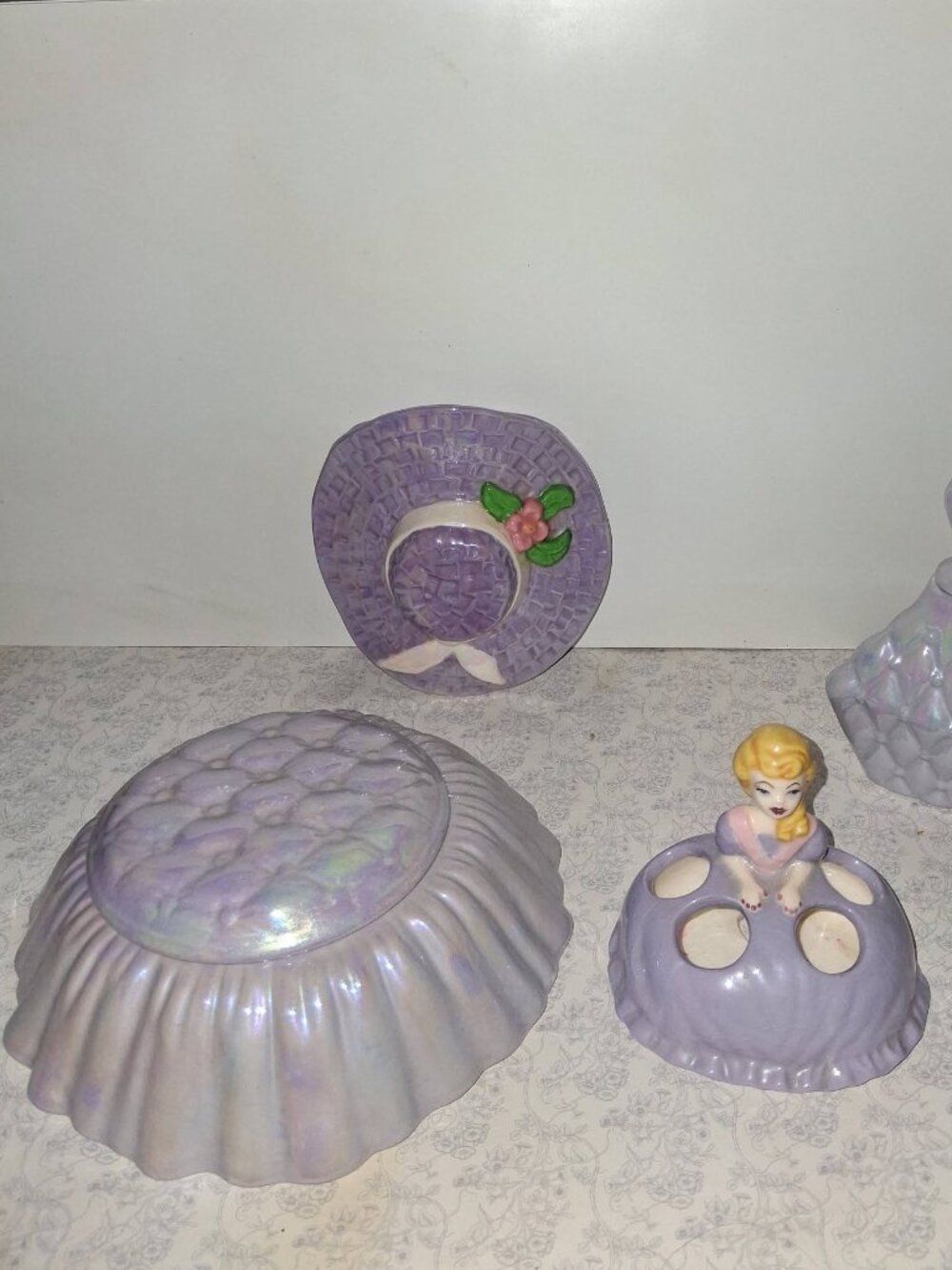 Gorgeous lavender vintage 4-piece vanity set made in the late 60's